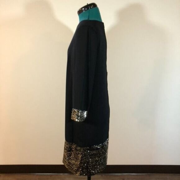 Erin Fetherston Sequin Panel Black Shift Dress - Size 4 - Picture 3 of 8